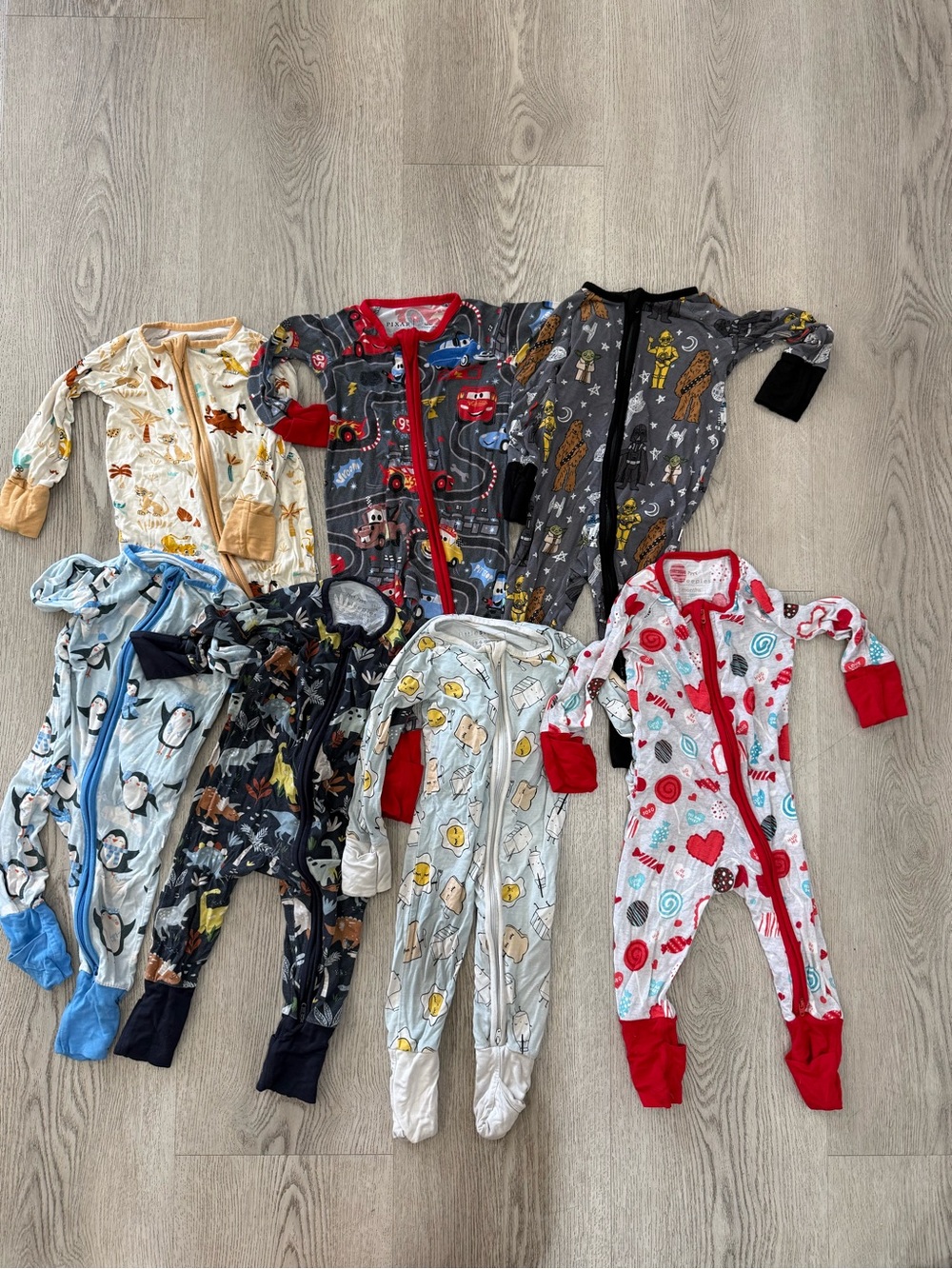 Little Sleepies Disney and more - 7x 3-6month zippys in good used condition